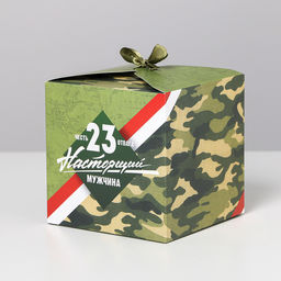 Цена за 2 шт. Коробка подарочная складная, упаковка, Настоящему мужчине, 23 февраля, 12?12?12 см