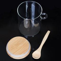 Банка с ложкой бамбуковая крышка 500 мл / LCKW2904 /уп 120/ - ГалеонТрейд фото 4