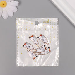 Цена за 6 шт. Декор для творчества металл, эмаль «Котик спит», 2.5×1.3 см