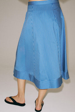 FALDA CAPA RAYAS ZW COLLECTION / Azul / Blanco - Zara фото 3