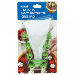 Кондитерский набор 10 предметов Декор: мешок для крема ПВХ; насадка пластик - 8 штук; фиксатор для насадок пластик, цвета в ассортименте: белый, красный, оранжевый, зеленый, в блистере (Китай) - Домашняя мода фото 6