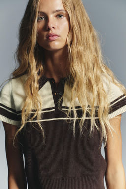 RIB KNIT POLO TOP - Zara фото 5
