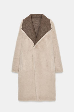 REVERSIBLE DOUBLE-FACED FAUX FUR COAT - Zara фото 9