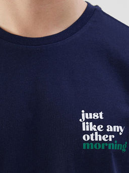 Bisiklet Yaka K?sa Kollu Bask?l? Penye Erkek Ti??rt