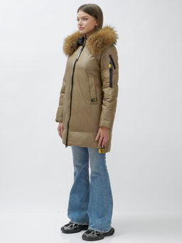 Куртка зимняя HaiLuoZi 871K женская коричневая с мехом енота утеплитель 260 г/м² - Mtforce фото 3