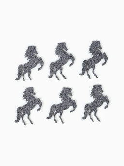Декор новогодний Лошадки на клеевой основе, графит, набор 6 шт.