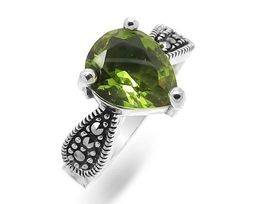 Кольцо из серебра марказит, султанит, SL-AGA2