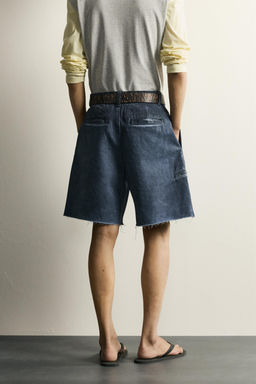 BERMUDA RELAXED FIT LAVADO IRREGULAR / Azul - Zara фото 3