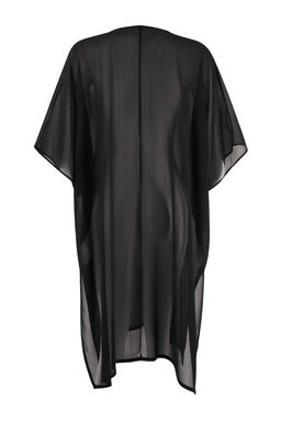 Siyah Dokuma Midi Yarasa Kol Plaj Kimono & Kaftan TBESS26KM00001