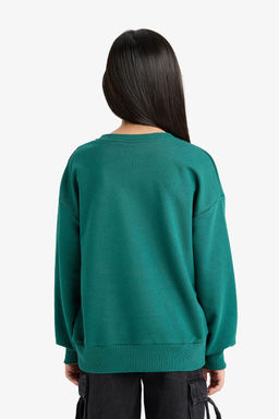 Snoopy Oversize Geni_ Kal_p Bisiklet Yaka Sweatshirt K_z _ocuk - Defacto фото 9