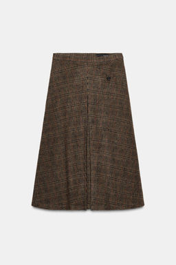 ZW COLLECTION CHECK SKIRT WITH WOOL AND PLEATS - Zara фото 8