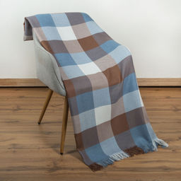 Плед п/ш декоративный в/рул 26СП193С-ДЯ 150*220 "Клеточка" цв.кор. бел. гол (5-5)