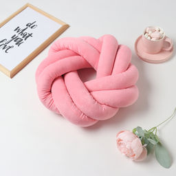 Подушка-узел Этель, d=33см, цвет розовый, велюр  фото 6