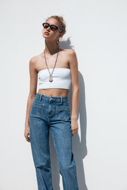 Z1975 HIGH-WAIST JEANS WITH PATCH POCKETS - Zara фото 3