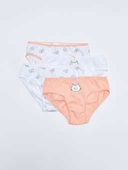 Bask?l? Pamuklu K?z ?ocuk K?lot 3l?