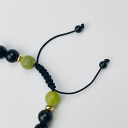 Браслет регулируемый из золотистого Обсидиана и Везувиана от 20 см