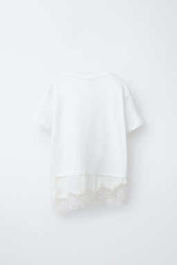 CAMISETA COMBINADA ENCAJE / Blanco - Zara фото 2