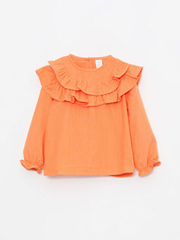 Bisiklet Yaka Uzun Kollu F?rf?r Detayl? K?z Bebek Bluz