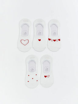 Kalp Desenli Kad?n Babet ?orap 5li