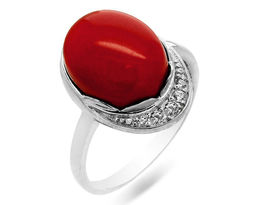 Кольцо из серебра коралл, СПН4200