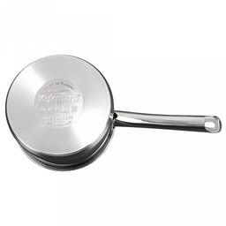 Ковш из нержавеющей стали "Leon" 1,8л, д16см, h15,6см, дно д15см, s0,8мм, стеклянная крышка, плоское, утолщенное дно, ТРС (теплораспределительный слой), нержавейка AISI 304 (18/10) (Россия) Подходит для всех видов плит, включая индукционную.