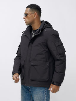 Куртка спортивная мужская зимняя с капюшоном черного цвета 2333Ch - Wonderrman фото 8