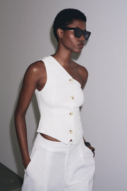 ASYMMETRIC INTERLOCK TOP WAISTCOAT - Zara фото 5