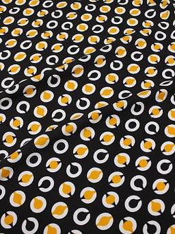 Штапель Витро цв.черный/оранжево-желтый, ш.1.42м, вискоза-100%, 90гр/м.кв