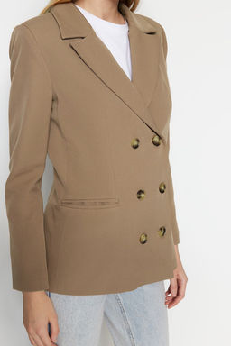 Ac?k Kahverengi Regular Astarl? Dokuma Blazer Ceket TWOSS21CE0029 - Trendyolmilla фото 4