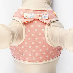 Комплект с мягкой шлейкой Горох, размер М, поводок 120 х 1,5 см, ОГ 34-66 см, розовый - Пижон фото 6