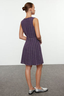 Mor Ekose / Kareli Mini Dokuma Elbise TWOAW23EL00258 - Trendyolmilla фото 5