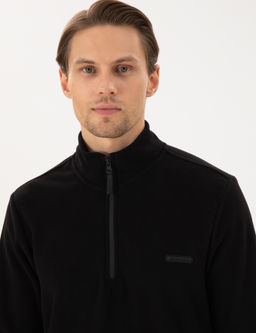 Siyah Regular Fit Yar_m Fermuarl_ Polar Sweatshirt - Pierre cardin фото 2