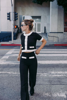 CONTRAST BOUCL_ TROUSERS