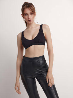 CONTE TIE DYE RIB LBE 2208 Бюстье в рубчик с V-образной линией декольте black