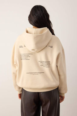 Tas Kal?n Ici Polarl? Kapusonlu Slogan Bask?l? Boxy Fit Orme Sweatshirt TWOAW26SW00217 - Trendyolmilla фото 8