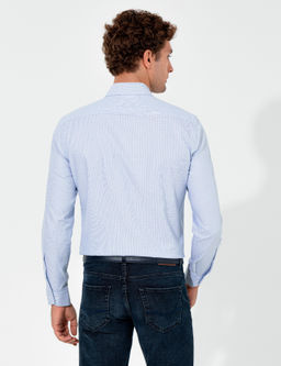 Синяя зауженная рубашка с длинным рукавом - Cacharel фото 5