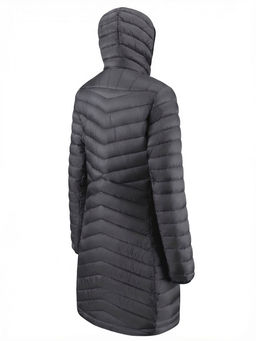 Куртка женская удлинённая стёганая с капюшоном и графеновой подкладкой черного цвета 9628_1Ch