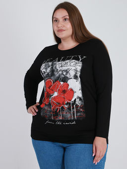 Туника большого размера женская с принтом - Almond фото 2