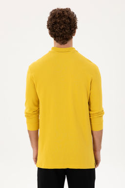 Мужской классический крой с воротником-поло темно-желтый базовый свитшот - U.s. polo assn фото 5