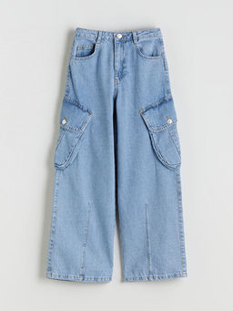 Pamuklu K?z ?ocuk Kargo Jean Pantolon