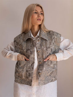 Жилет женский лен 61%, хлопок 39%