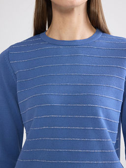 Bisiklet Yaka ?izgili Kad?n Triko Kazak