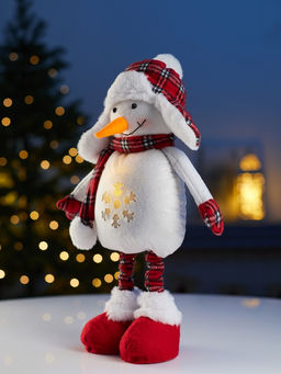 Фигура текстиль «Снеговик» 40-60 см, телескопические ножки, 1 LED, от батареек LR1130×3, свечение тёплое белое