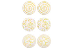 Набор 6 новогодних шаров 8*8 см Золотой винтаж шампань с эффектом старины - Elan gallery фото 5