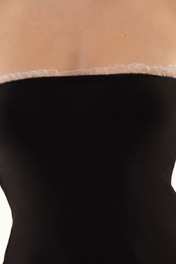 Trendyolmilla Pembe Fitilli Straplez Yaka Dokuma Garnili Vucuda Oturan Pamuklu Crop Orme Bluz TWOSS24BZ00361 фото 4