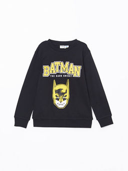 Bisiklet Yaka Batman Bask?l? Erkek ?ocuk Sweatshirt