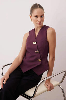 Siyah Dugme Aksesuarl? Astarl? Yelek TWOAW26YE00045 - Trendyolmilla фото 5