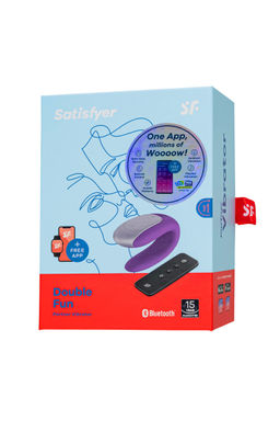 Многофункциональный стимулятор для пар Satisfyer Partner Double Fun, силикон, фиолетовый, 18 см