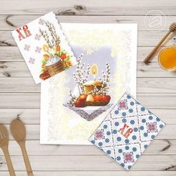 К-т полотенец Пасхальный 50*60 см. - 3 шт. рогожка хлопок 100% - Лен поволжья фото 3