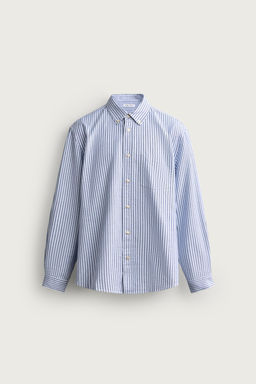 CAMISA REGULAR FIT ESTRUCTURA OXFORD / Azul / Blanco - Zara фото 5